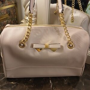 Anne Klein Light Pink Shoulder Bag with Gold Chain